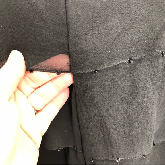 Betsey Johnson black beaded tiered mini dress little black dress party - Picture 4 of 8